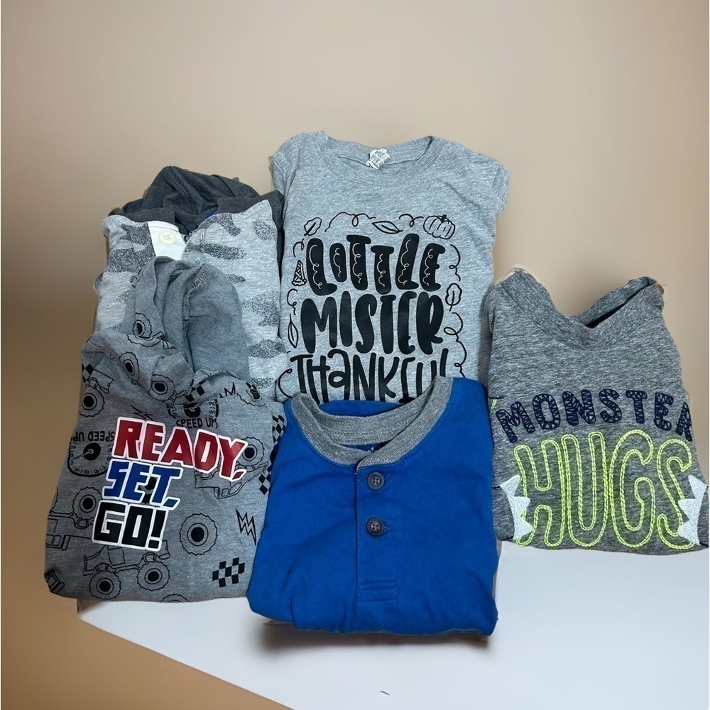 2T Shirt Bundle Boys Thanksgiving Halloween Monster Hugs Hooded Top Long Sleeve